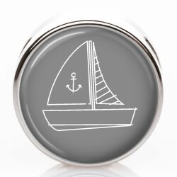 Schiebeperle Segelboot mit Anker - grau