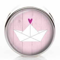 Schiebeperle Papierboot mit Herz rosa
