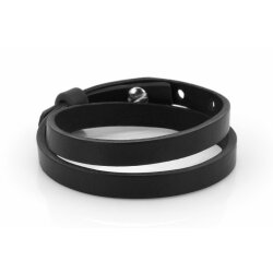 Leather bracelet, double twisted, colour, black