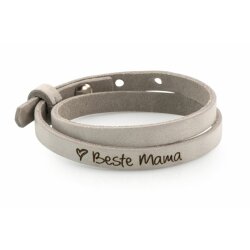 Leather bracelet, double twisted, colour: light grey customized