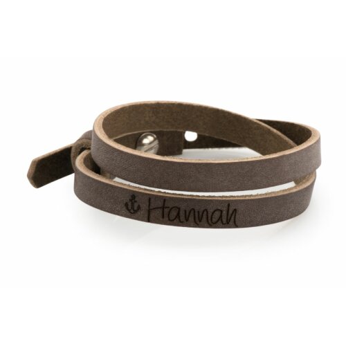 Leather bracelet, double twisted, colour: light brown customized