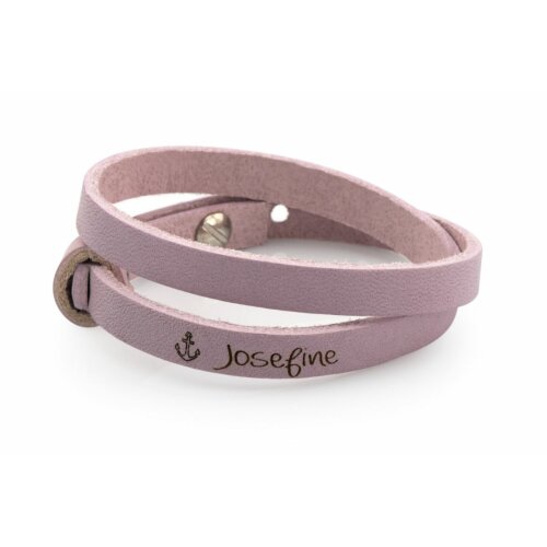 Leather bracelet, double twisted, colour: rose customized 