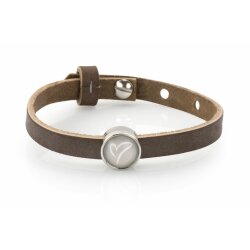 Leather bracelet, single twisted, colour: light brown flecked