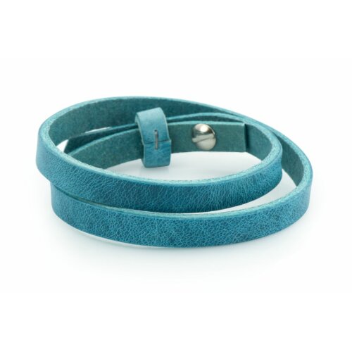 Leather bracelet, double twisted, colour: aquamarine