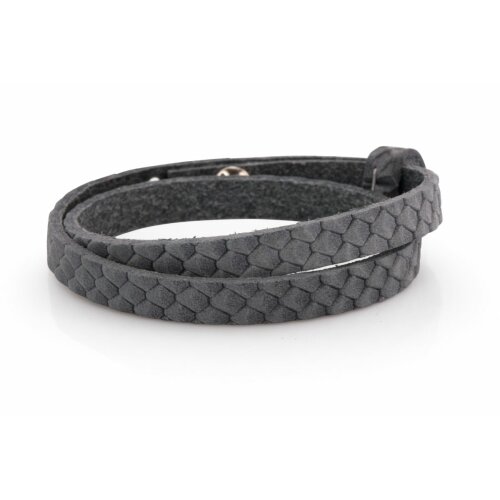 Leather bracelet, double twisted, colour: grey snake