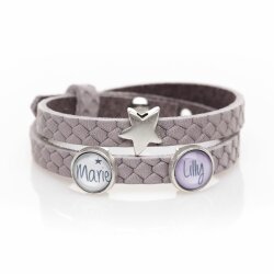 Leather bracelet, double twisted, colour:rose snake