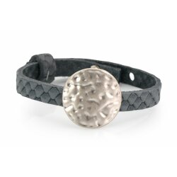 Leather bracelet, single twisted, colour: grey snake