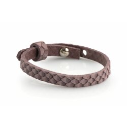 Leather bracelet, single twisted, colour: rose snake