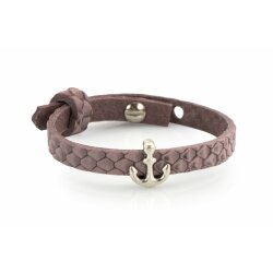 Leather bracelet, single twisted, colour: rose snake