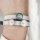Leather bracelet, double twisted with lasered slider beads, colour: light grey