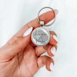 Schlüsselanhänger aquarell grau mit Wunschtext